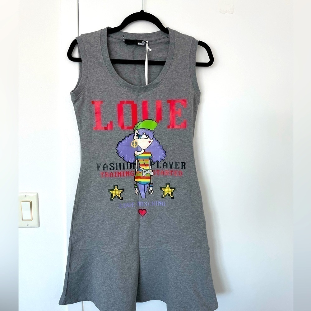 Love Moschino grey tank fashion player grey dress NWT